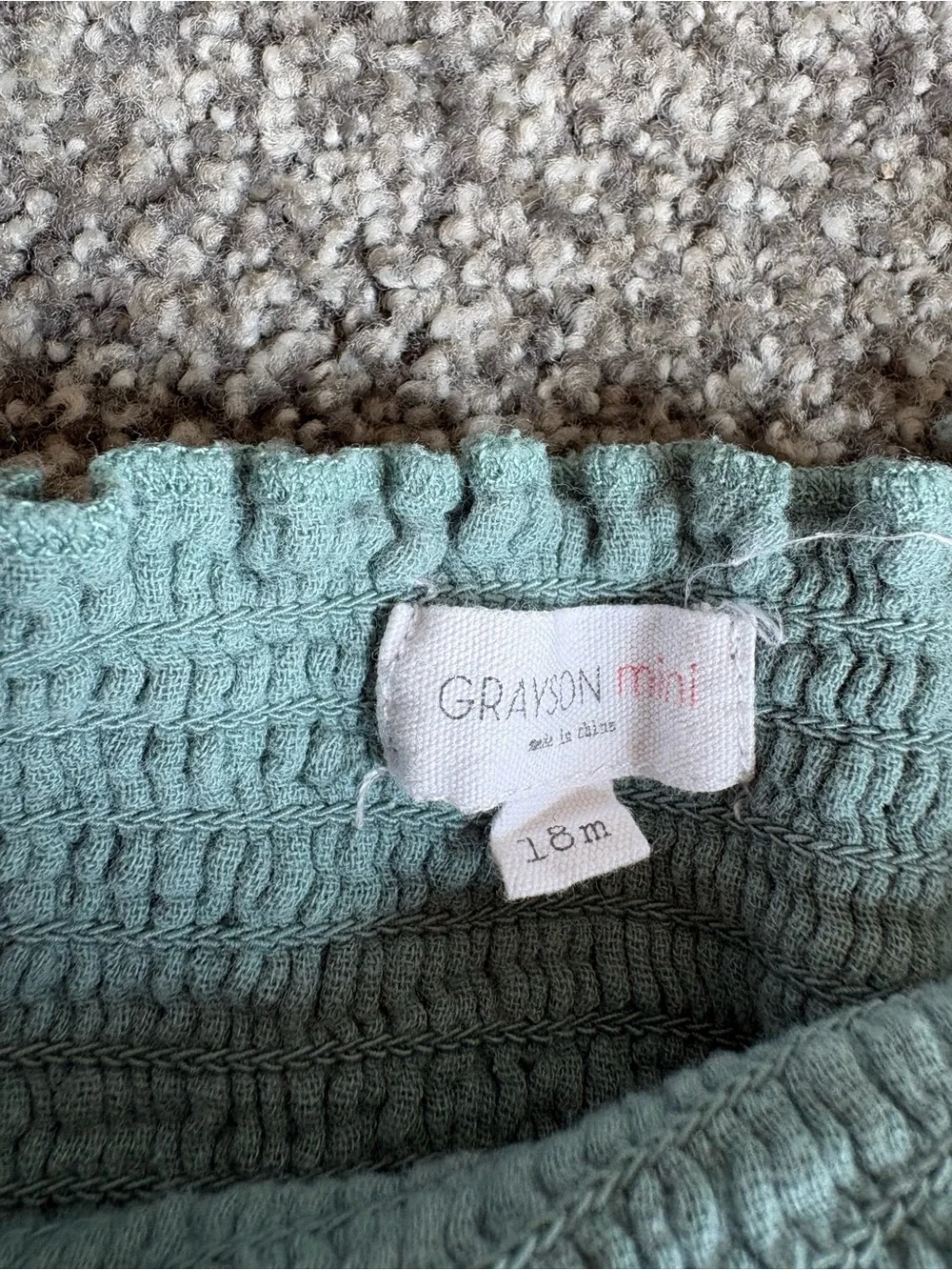 Grayson Mini Soft Textured Teal Baby One-Piece Romper Size 18 months